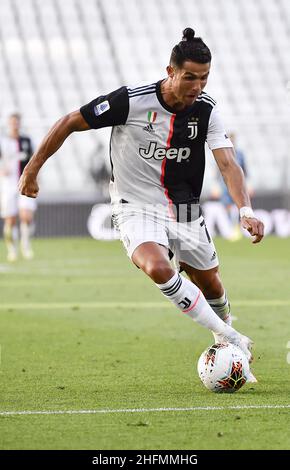 Marco Alpozzi/LaPresse 04. Juli 2020 Turin, Italien Sportfußball Juventus vs. Turin - Italienische Fußballmeisterschaft Liga A Tim 2019/2020 - Allianz Stadion auf dem Bild: Cristiano Ronaldo (Juventus F.C.); Stockfoto