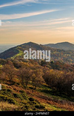 Pinnacle Hill und British Camp in den Malverns im Herbst, England Stockfoto