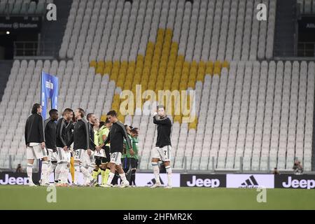 LaPresse - Fabio Ferrari 11. Juli 2020 Turin, Italien Sportfußball Juventus FC vs Atalanta - Italienische Fußballmeisterschaft League A Tim 2019/2020 - Allianz Stadium. Im Bild Teams auf dem Feld.Cristiano Ronaldo (Juventus F.C.); Stockfoto