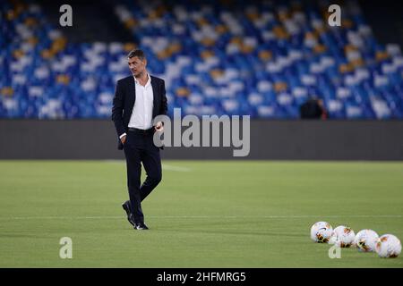 Cafaro/LaPresse 12. Juli 2020 Neapel, Italien Sportfußball Neapel vs. Mailand - Italienische Fußballmeisterschaft League A Tim 2019/2020 - San Paolo Stadion. Im Bild: Paolo Maldini. Stockfoto