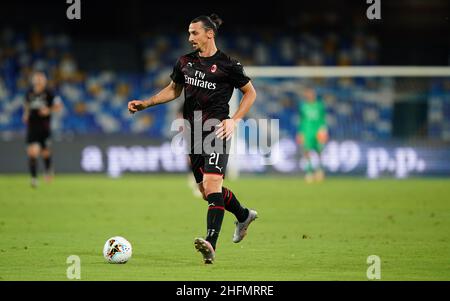LaPresse - Spada Juli 12th , 2020 Neapel ( Italien ) Sport Soccer A.C. Mailand- Saison 2019-2020 - Serie A Napoli vs AC Mailand im Bild: Zlatan Ibrahimovic Stockfoto