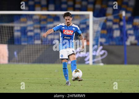 Cafaro/LaPresse 12. Juli 2020 Neapel, Italien Sportfußball Neapel vs. Mailand - Italienische Fußballmeisterschaft League A Tim 2019/2020 - San Paolo Stadion. Im Bild: Mario Rui (SSC Napoli). Stockfoto