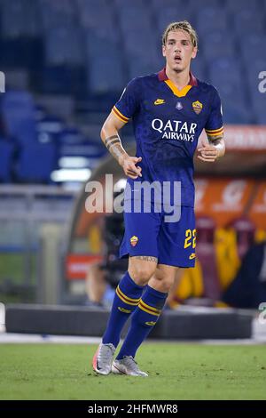 Fabio Rossi/AS Roma/LaPresse 15/07/2020 Rom (Italien) Sport Soccer Roma-Verona Italienische Fußball-Meisterschaft Liga Serie A Tim 2019/2020 - Olympiastadion auf dem Bild: Nicol&#XF2; Zaniolo Stockfoto