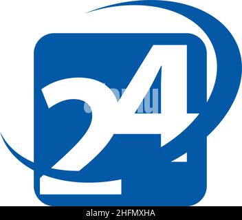 24-Stunden-Zeichen, rund um die Uhr, Symbol, Taste Stock Vektor