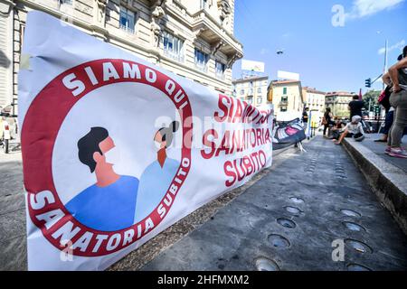 Claudio Furlan - LaPresse 18 July 2020 Mailand (Italien) News wo ist die Amnestie? Protest, organisiert von antirassistischen Komitees auf der Piazza Oberdan Stockfoto