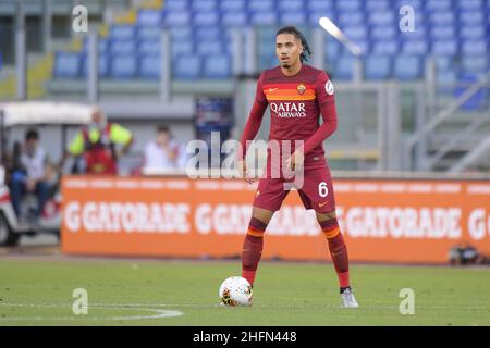 Fabio Rossi/AS Roma/LaPresse 26/07/2020 Rom (Italien) Sport Soccer Roma-Fiorentina Italienische Fußballmeisterschaft Liga Serie A Tim 2019/2020 - Olympiastadion im Bild: Chris Smalling Stockfoto