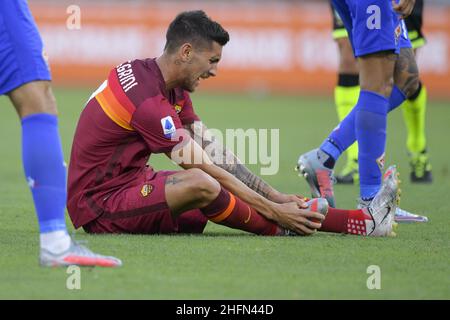 Fabio Rossi/AS Roma/LaPresse 26/07/2020 Rom (Italien) Sport Soccer Roma-Fiorentina Italienische Fußballmeisterschaft Liga Serie A Tim 2019/2020 - Olympiastadion im Bild: Lorenzo Pellegrini Stockfoto