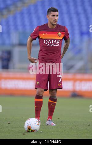 Fabio Rossi/AS Roma/LaPresse 26/07/2020 Rom (Italien) Sport Soccer Roma-Fiorentina Italienische Fußballmeisterschaft Liga Serie A Tim 2019/2020 - Olympiastadion im Bild: Lorenzo Pellegrini Stockfoto