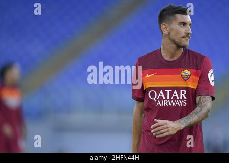 Fabio Rossi/AS Roma/LaPresse 26/07/2020 Rom (Italien) Sport Soccer Roma-Fiorentina Italienische Fußballmeisterschaft Liga Serie A Tim 2019/2020 - Olympiastadion im Bild: Lorenzo Pellegrini Stockfoto