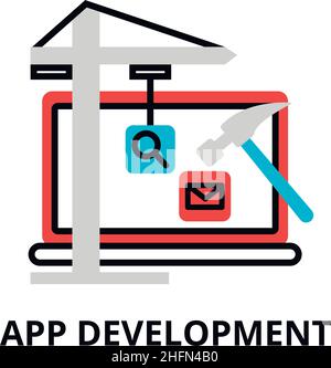 Moderne flach bearbeitbare Linie Design Vektor Illustration, Konzept der App-Entwicklung Symbol, für Grafik-und Web-Design Stock Vektor