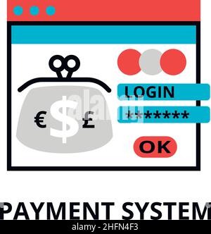 Moderne flach editierbare Linie Design Vektor Illustration, Konzept des Zahlungssystems Symbol, für Grafik-und Web-Design Stock Vektor