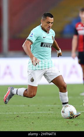 LaPresse - Tano Pecoraro 25. Juli 2020 Stadt Genua - (Italien) Sport Soccer Genua vs Inter Italienische Fußball-Meisterschaft Liga A Tim 2019/2020 - "Luigi Ferraris" Stadion auf dem Bild: alexis sanchez Stockfoto