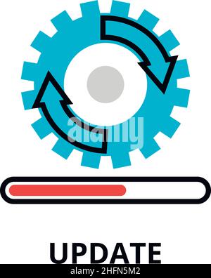 Moderne flach bearbeitbare Linie Design Vektor Illustration, Konzept der Update-Anwendung Fortschritt Symbol, für Grafik-und Web-Design Stock Vektor