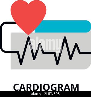 Moderne flache, bearbeitbare Liniendesign-Vektordarstellung, Konzept des Kardiogramm-Symbols, für Grafik- und Webdesign Stock Vektor