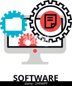 Moderne flach bearbeitbare Linie Design Vektor Illustration, Konzept der Software-Symbol, für Grafik-und Web-Design Stock Vektor