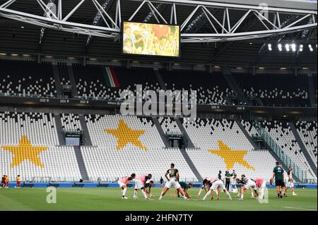 Massimo Paolone/LaPresse 1. August 2020 Turin, Italien Sportfußball Juventus vs Roma - Italienische Fußballmeisterschaft League A Tim 2019/2020 - Allianz Stadium im Bild: Juventus Warm Up Stockfoto