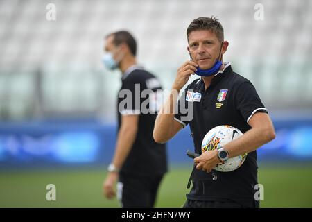 Fabio Rossi/AS Roma/LaPresse 01/08/2020 Turin (Italien) Sport Soccer Juventus-Roma Italienische Fußballmeisterschaft League Serie A Tim 2019/2020 - Allianz Stadium im Bild: Das letzte Spiel für Gianluca Rocchi Stockfoto