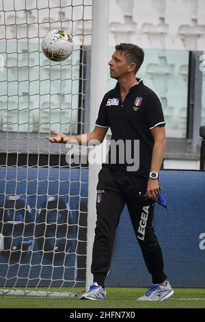 Fabio Rossi/AS Roma/LaPresse 01/08/2020 Turin (Italien) Sport Soccer Juventus-Roma Italienische Fußballmeisterschaft League Serie A Tim 2019/2020 - Allianz Stadium im Bild: Das letzte Spiel für Gianluca Rocchi Stockfoto