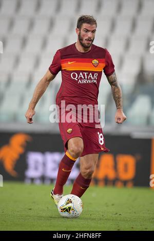 Fabio Rossi/AS Roma/LaPresse 01/08/2020 Turin (Italien) Sport Soccer Juventus-Roma Italienische Fußballmeisterschaft League Serie A Tim 2019/2020 - Allianz Stadium im Bild: Santon Stockfoto