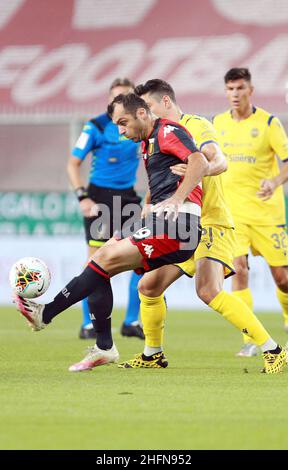 LaPresse - Tano Pecoraro 02 August 2020 Stadt Genua - (Italien) Sport Fußball Genua vs Hellas Verona Italienische Fußball-Meisterschaft Liga A Tim 2019/2020 - "Luigi Ferraris" Stadion auf dem Bild: Pandev goran Stockfoto