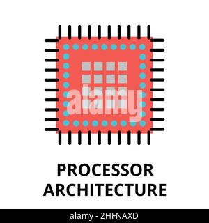 Moderne flache editierbare Vektorlinie Symbol der Zukunftstechnologie - Prozessor-Architektur, für Grafik-und Web-Design Stock Vektor