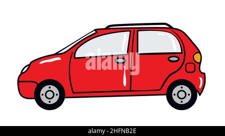 Auto Cartoon Aufkleber im Retro-Stil auf weißem Hintergrund, Vektor-Illustration für Reise-Thema Stock Vektor