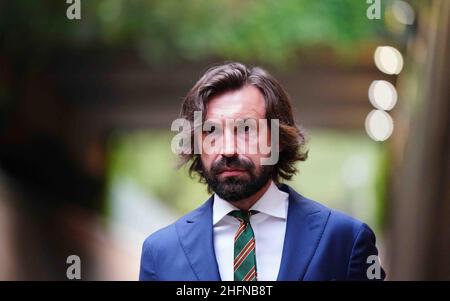 LaPresse - Spada Mai 09 , 2018 Rom (Italien ) Sport Soccer Juventus vs Mailand - Italien Cup Tim 2017/2018 - das Finale " Olympiastadion " auf dem Bild: Pirlo ESCLUSIVA MAILAND Foto LaPresse - Spada 09 Maggio 2018 - Roma (Italia) Juventus vs Milan - Finale Coppa Italia Tim 2017 2018 " Stadio Olimpico " Sport Calcio Nella foto: Pirlo EXKLUSIV MAILAND Foto LaPresse - Spada Mai 09 , 2018 Rom (Italien ) Sport Soccer Juventus vs Mailand - Italien Cup Tim 2017/2018 - das Finale " Olympiastadion " auf dem Bild: Pirlo Stockfoto