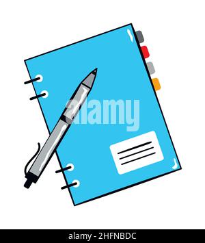 Notizblock mit Sticker-Cartoon-Sticker im Retro-Stil auf weißem Hintergrund, Vektorgrafik für Geschäfts- und Bildungsthemen Stock Vektor