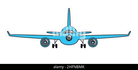 Flugzeug Cartoon Aufkleber im Retro-Stil auf weißem Hintergrund, Vektor-Illustration für Reise-Thema Stock Vektor