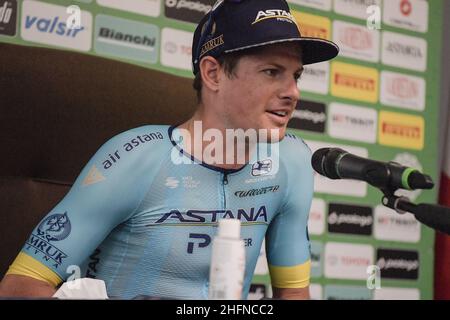 LaPresse - Marco Alpozzi August, 15 2020 Como (Italien) Sport Cycling 114 Edition ILombardia - von Bergamo nach Como - 231 km im Bild: Pressekonferenz Jakob Fuglsang (Astana Pro Team) Stockfoto