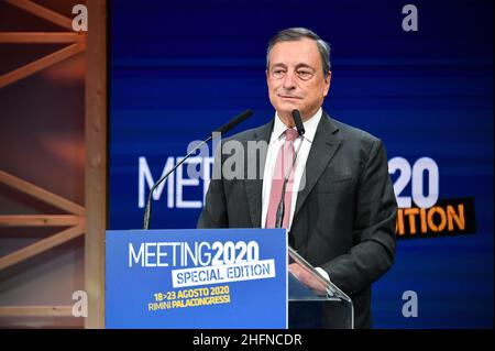 LaPresse - Massimo Paolone 18 August 2020, Rimini (Italien) Rimini Meeting 2020 Edition 41 Special Edition - Eröffnungssitzung im Bild: Mario Draghi Stockfoto