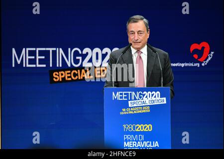 LaPresse - Massimo Paolone 18 August 2020, Rimini (Italien) Rimini Meeting 2020 Edition 41 Special Edition - Eröffnungssitzung im Bild: Mario Draghi Stockfoto