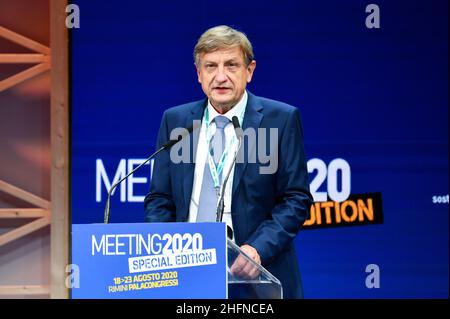 LaPresse - Massimo Paolone 18 August 2020, Rimini (Italien) Rimini Meeting 2020 Edition 41 Special Edition - Eröffnungssitzung im Bild: Bernhard Scholz Stockfoto