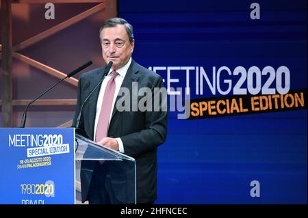 LaPresse - Massimo Paolone 18 August 2020, Rimini (Italien) Rimini Meeting 2020 Edition 41 Special Edition - Eröffnungssitzung im Bild: Mario Draghi Stockfoto