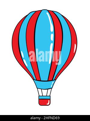 Airballon Cartoon Aufkleber im Retro-Stil auf weißem Hintergrund, Vektor-Illustration für Reise-Thema Stock Vektor