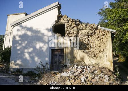 Cecilia Fabiano/LaPresse August 19 , 2020 Amatrice (Italien) Nachrichten: Amatrice&#X2019;s Erdbeben : Amatrice und das Land herum in der pic : Collalto Kirche Stockfoto