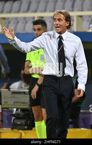 Massimo Paolone/LaPresse 4. September 2020 Florenz, Italien Sportfußball Italia vs. Bosnien und Erzegovina - Nations League - Stadion "Artemio Franchi" im Bild: Roberto Mancini (Italia) ruft seinen Spielern Anweisungen zu Stockfoto