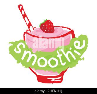 Smoothie-Aufkleber. Vektorgrafik im Aquarellstil, für Grafik- und Webdesign Stock Vektor