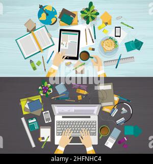 Moderne flach bearbeitbare Linie Design Vektor Illustration, Satz von Bildung und Business-Arbeitsplatz-Konzepte, für Grafik-und Web-Design Stock Vektor