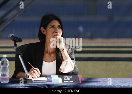 Cecilia Fabiano/LaPresse September 08 , 2020 Roma (Italien) News: Präsentation der Internationalen Tennismeisterschaften von BNP Paribas im Bild :Virgina Raggi Stockfoto