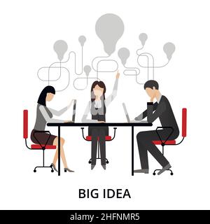 Moderne flache dünne Linie Design Vektor Illustration, Konzepte der kreativen großen Idee, Teamwork-Prozess und Erfolg im Geschäft, für Grafik-und Web-Design Stock Vektor