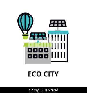 Modernes flaches Design-Symbol, Konzept der Eco City, Technologien der Zukunft und urbane Innovationen, für Grafik-und Web-Design Stock Vektor