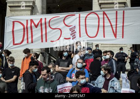 Roberto Monaldo / LaPresse 25-09-2020 Rom (Italien) Demonstration der Schüler für die Sicherheit und Reform des Schulsystems im Bild Ein Moment der Demonstration Stockfoto