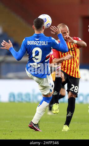 LaPresse - Tano Pecoraro 26 September 2020 Stadt Genua - (Italien) Sport Soccer Sampdoria vs Benevento Italienische Fußball-Meisterschaft Liga A Tim 2020/2021 - "Luigi Ferraris" Stadion im Bild: Schiattarella pasquale Stockfoto