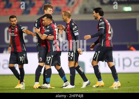 LaPresse/Filippo Rubin 28. September 2020 Bologna (Italien) Sport Soccer Bologna vs Parma - Italienische Fußballmeisterschaft Liga A 2020/2021 - “Renato Dall’Ara” Stadion im Bild: FEIERZIEL BOLOGNA RODRIGO PALACIO (FC BOLOGNA) Stockfoto
