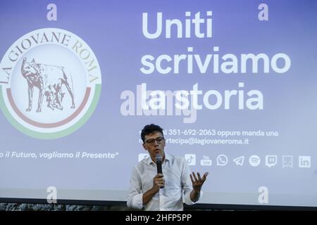 Cecilia Fabiano/LaPresse 01. Oktober 2020 Roma (Italien) Nachrichten : Federico Lo Buono der jüngere Bürgermeister und der Kandidat von#X2019;s von Rom stellt die Junge Rom-Partei im Bild vor: Federico Lo Buono Stockfoto