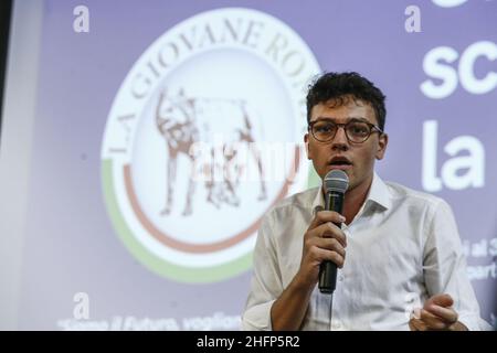 Cecilia Fabiano/LaPresse 01. Oktober 2020 Roma (Italien) Nachrichten : Federico Lo Buono der jüngere Bürgermeister und der Kandidat von#X2019;s von Rom stellt die Junge Rom-Partei im Bild vor: Federico Lo Buono Stockfoto