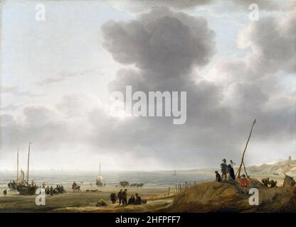 Blick auf den Strand von Simon de Vlieger (c. 1601-1653), Öl auf Platte, 1643 Stockfoto