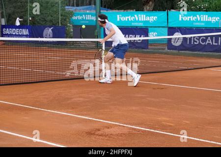 Alessandro Tocco/LaPresse 13. Oktober 2020 Santa Margherita di Pula, Cagliari (Italien) Sport Tennis Tennis, Forte Village Sardegna im Bild geöffnet:Marco Cecchinato Stockfoto