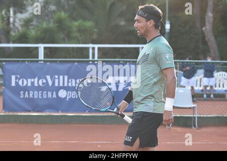 Alessandro Tocco/LaPresse 13. Oktober 2020 Santa Margherita di Pula, Cagliari (Italien) Sport Tennis Tennis, Forte Village Sardegna im Bild geöffnet: Fabio Fognini Stockfoto